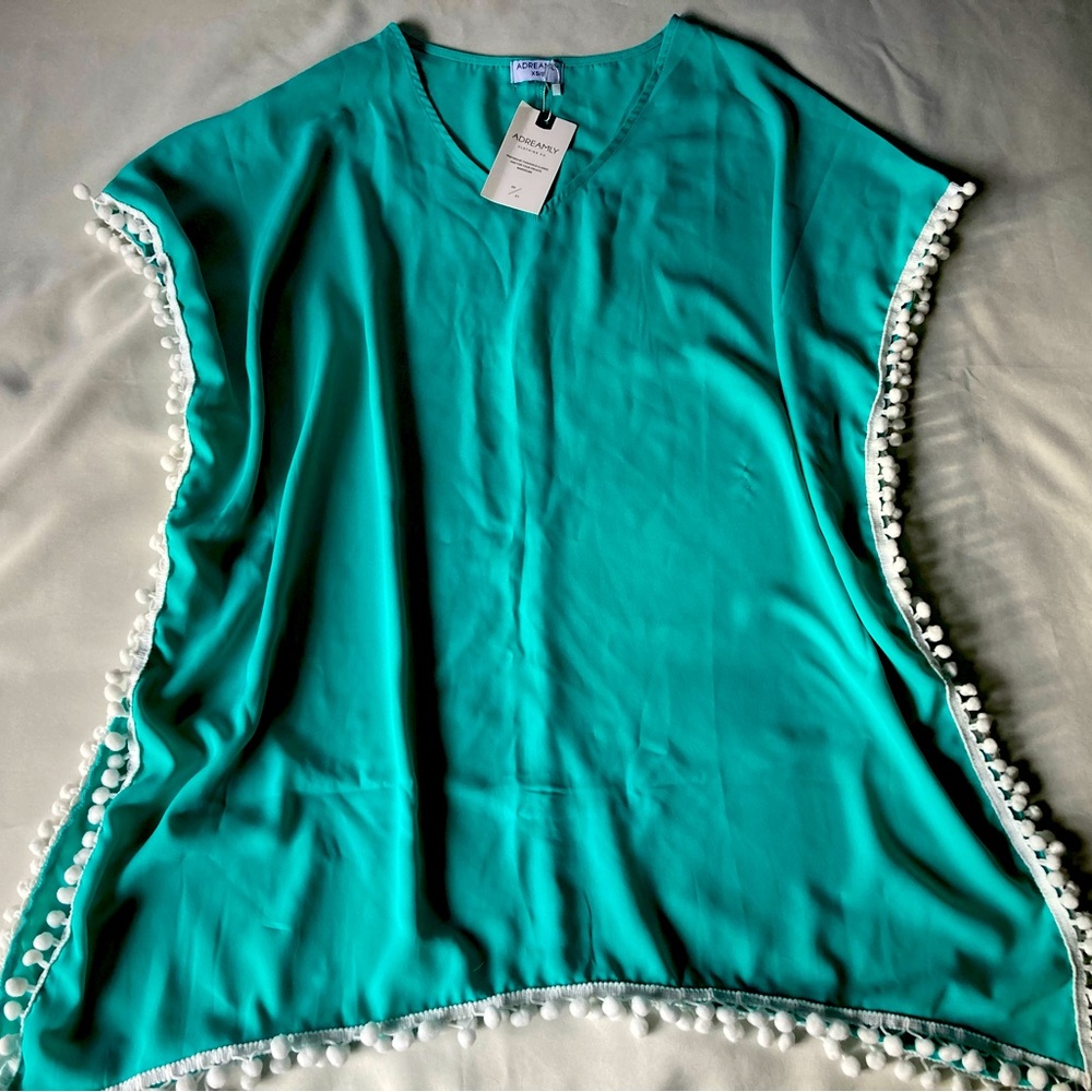 Aqua blue can beach cover up